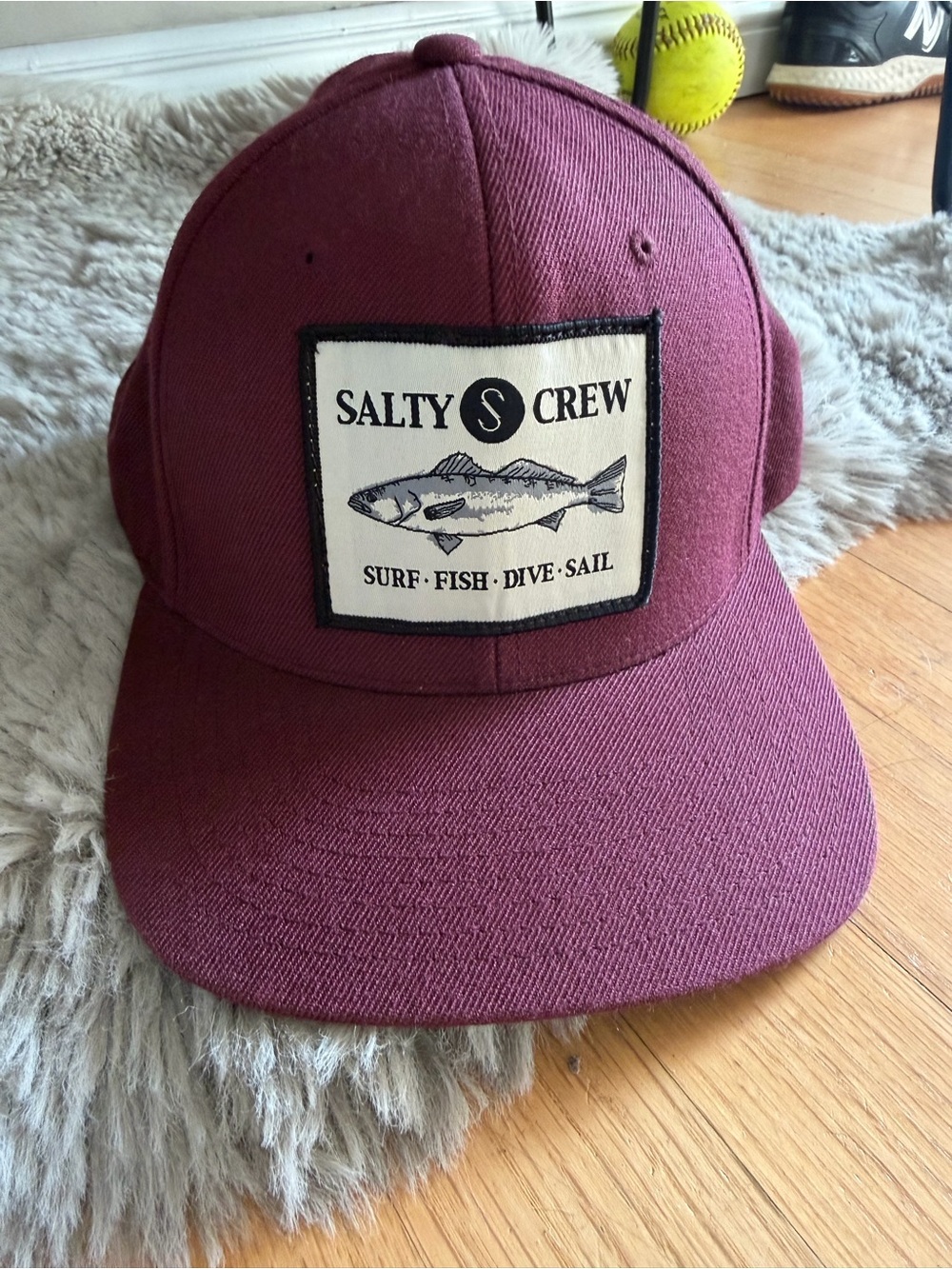 Salty Crew Burgundy Patch Trucker Hat